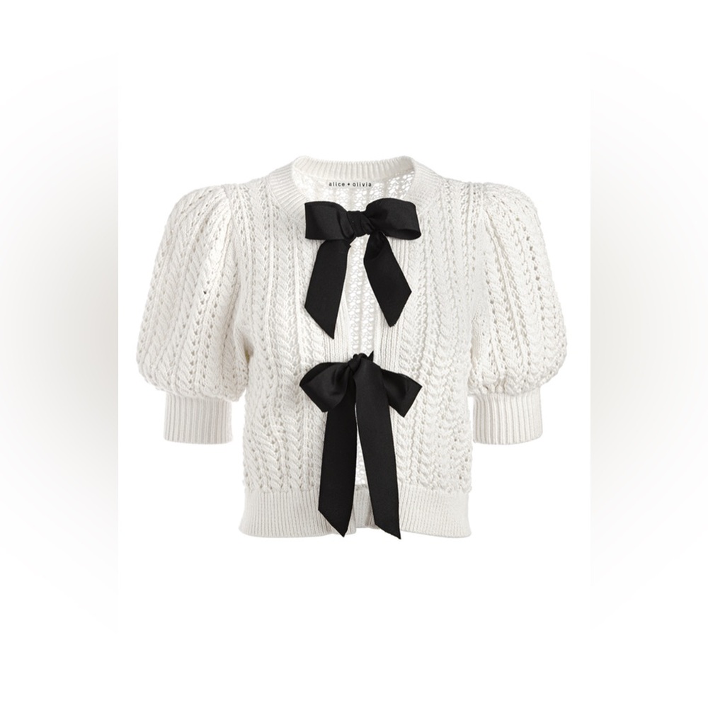 W/ Tags Alice + Olivia Kitty Puff Sleeve Cardigan Sweater XS